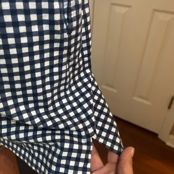 Lands End Navy & White Gingham V‑Neck Women’s Stretch Dress - Picture 7 of 9